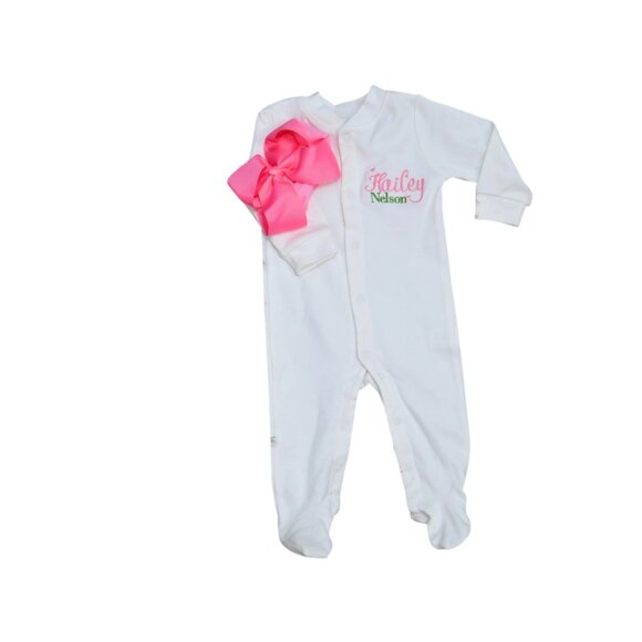 Personalized Baby Girl Coming Home Outfit Set with Monogram Blanket - Picture 2 of 9